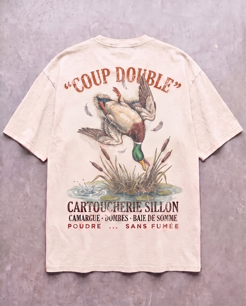 Tee lourd « Coup Double » — écru
