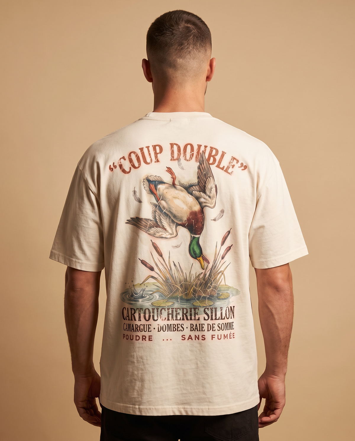 Tee lourd « Coup Double » — écru