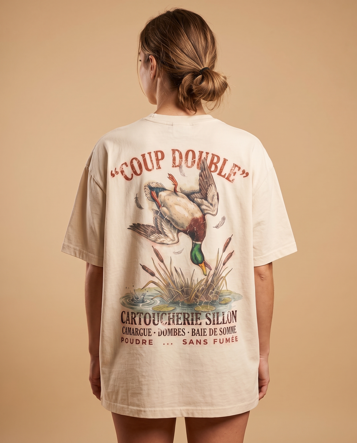 Tee lourd « Coup Double » — écru