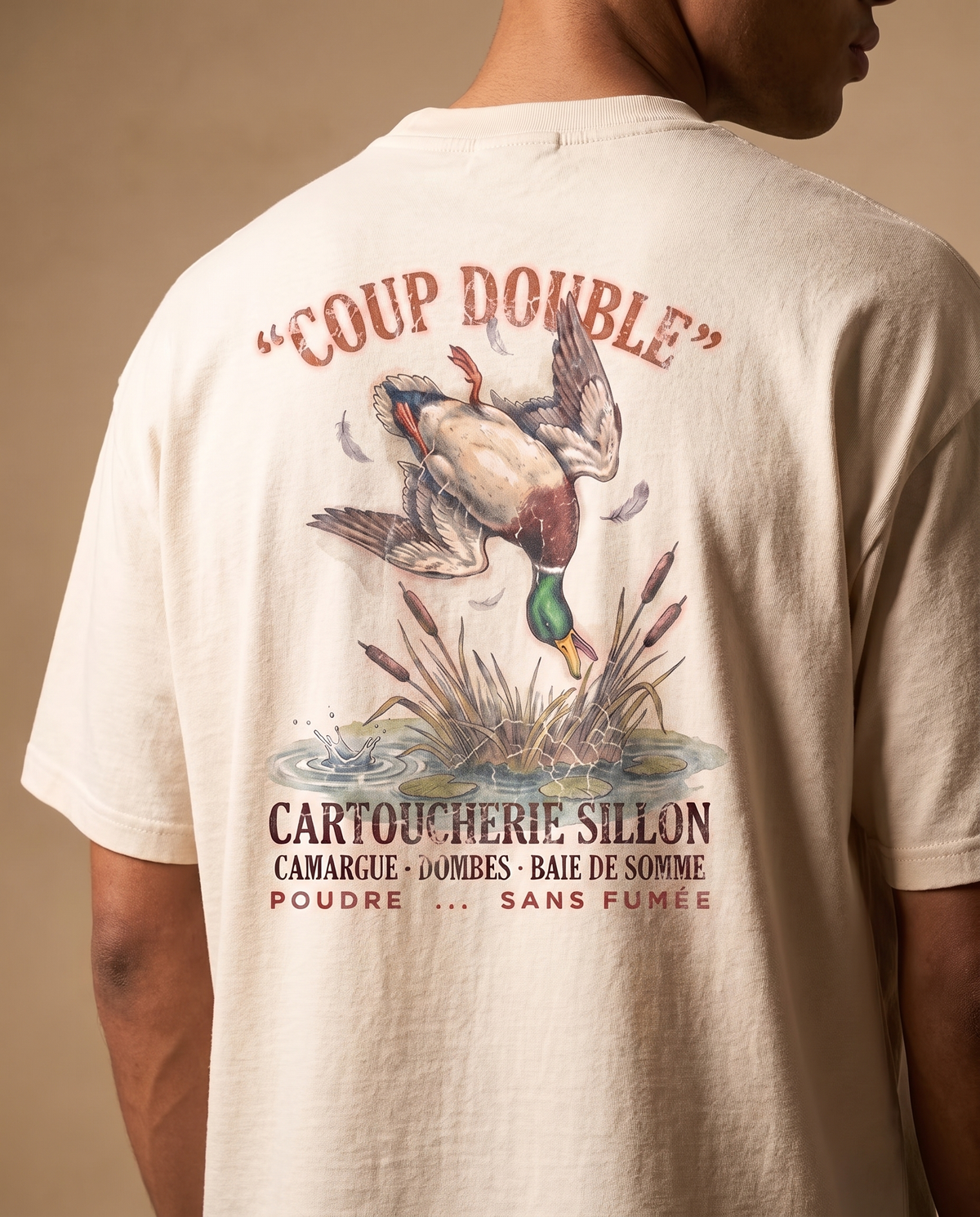 Tee lourd « Coup Double » — écru