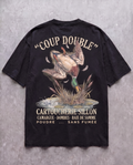 Tee lourd « Coup Double » — noir délavé