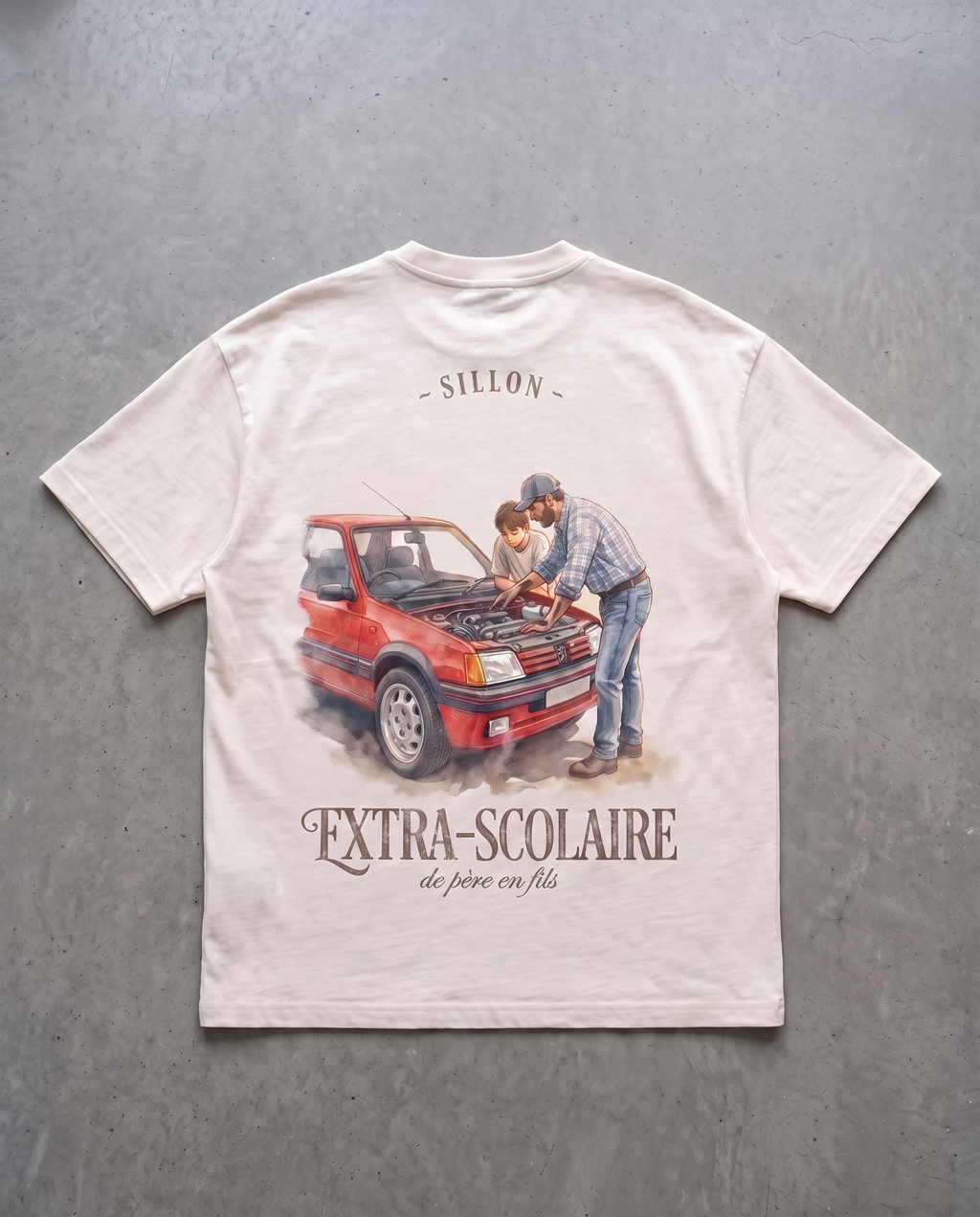 Tee lourd « Extra-scolaire » — écru