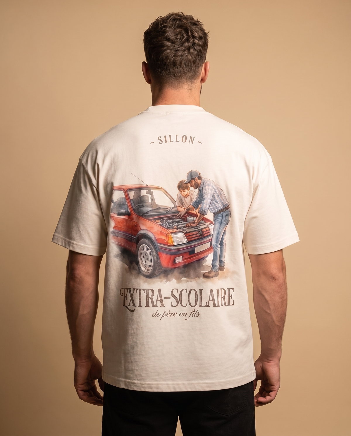 Tee lourd « Extra-scolaire » — écru