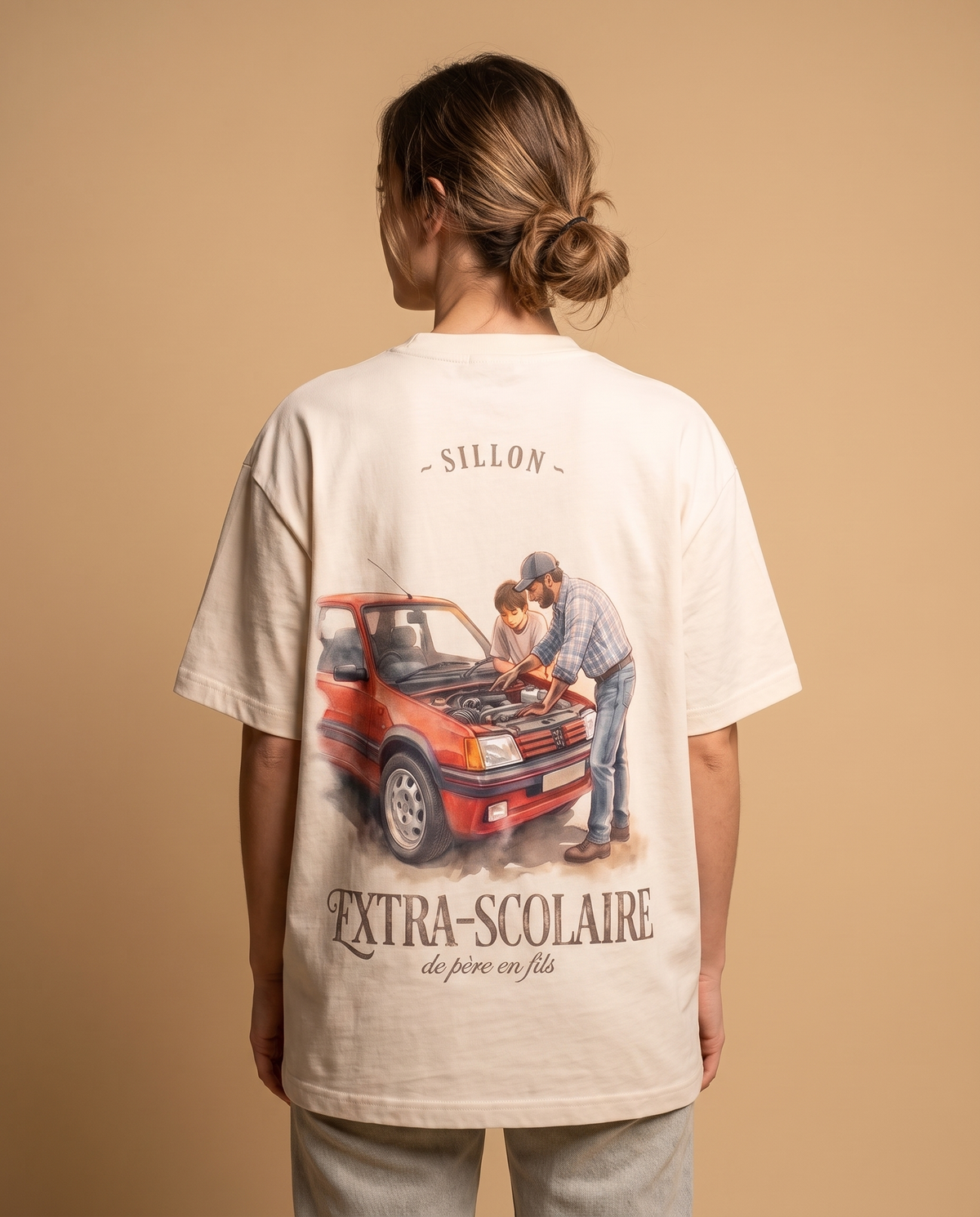 Tee lourd « Extra-scolaire » — écru