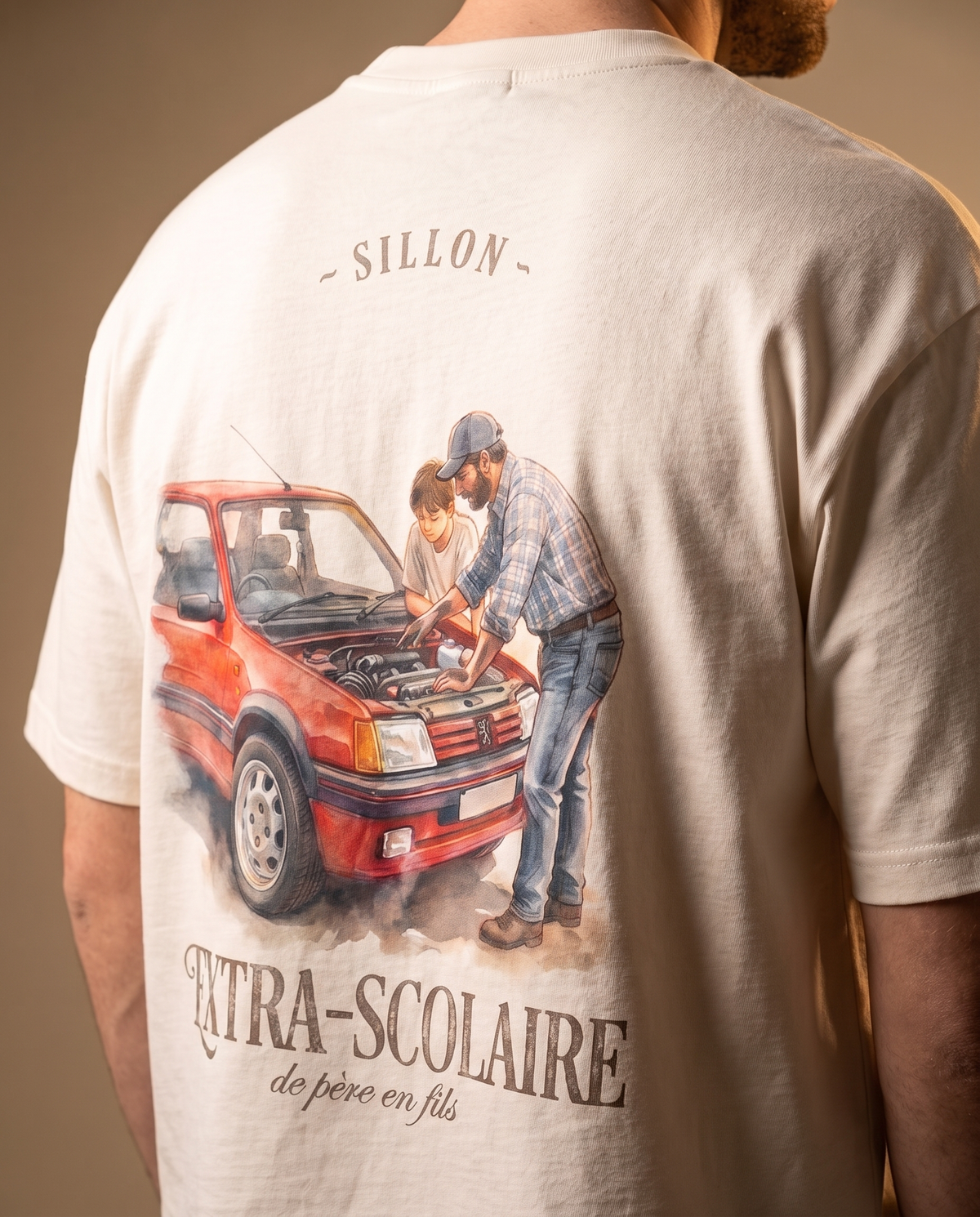 Tee lourd « Extra-scolaire » — écru