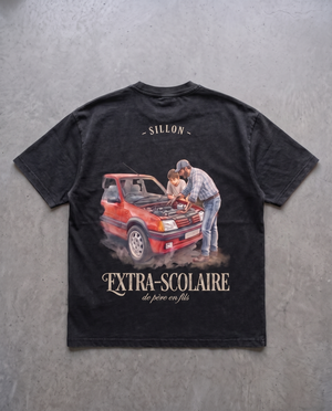 Tee lourd « Extra-scolaire » — noir délavé