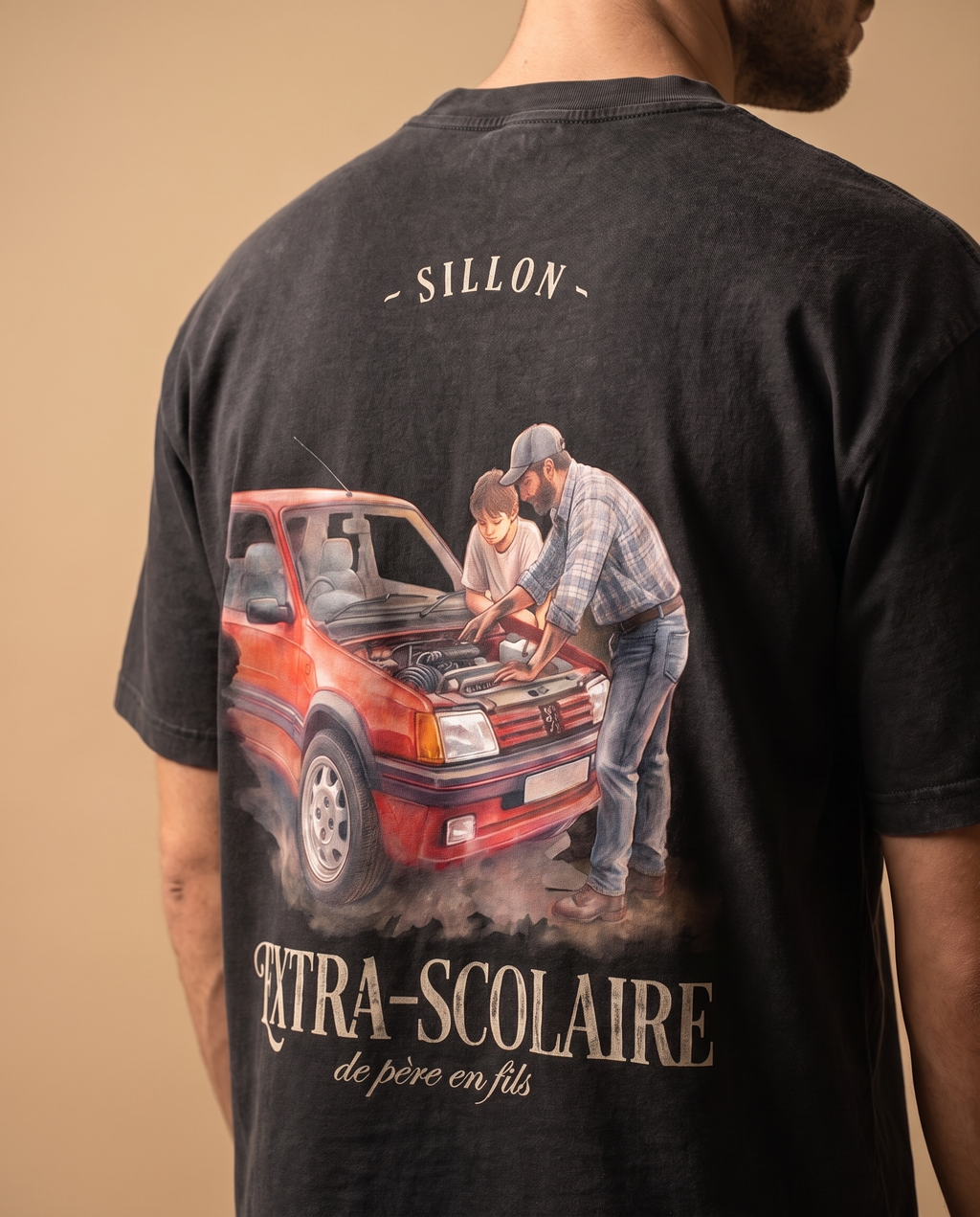 Tee lourd « Extra-scolaire » — noir délavé