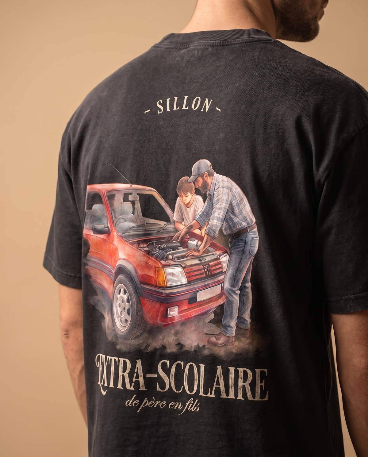 Tee lourd « Extra-scolaire » — noir délavé