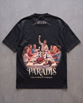 Tee lourd « Paradis » — noir délavé