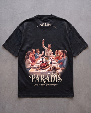 Tee lourd « Paradis » — noir délavé