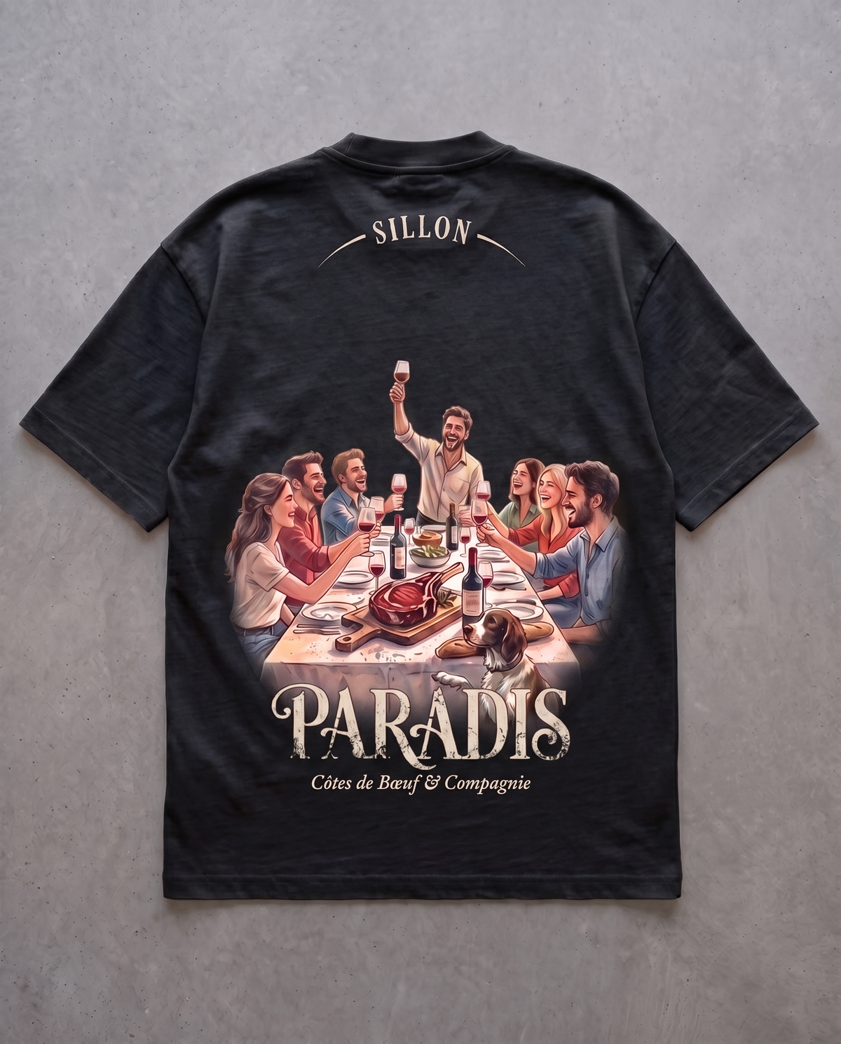 Tee lourd « Paradis » — noir délavé