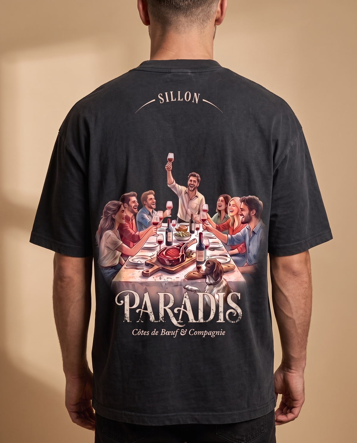 Tee lourd « Paradis » — noir délavé