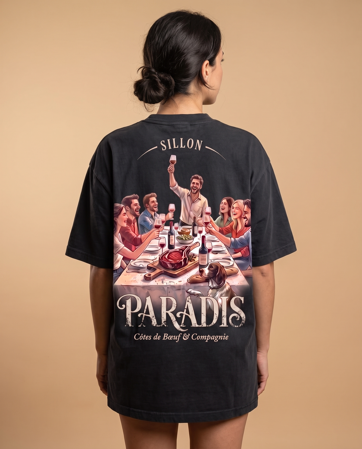 Tee lourd « Paradis » — noir délavé