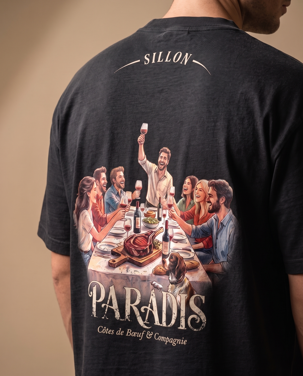 Tee lourd « Paradis » — noir délavé